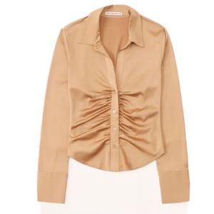 Abercrombie & Fitch Camel Ruched Blouse
